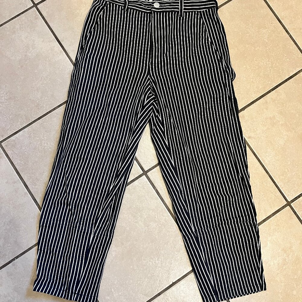 The Utility Barrel Pant In Charcoal/White Railroad Stripe